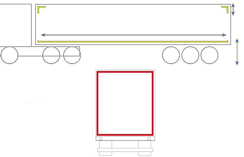 Bande contour réfléchissante ROUGE ECE 104 pour camion - 50 mètres